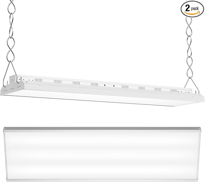 CINOTON 4FT 210W LED Shop Light with 28350LM,0-10V Dimmable Linear High Bay Lighting with 5000K,120-277V 135LM/W Commercial Hanging Lights for Garage Office Warehouse Workshop Factory UL Listed 2Pack