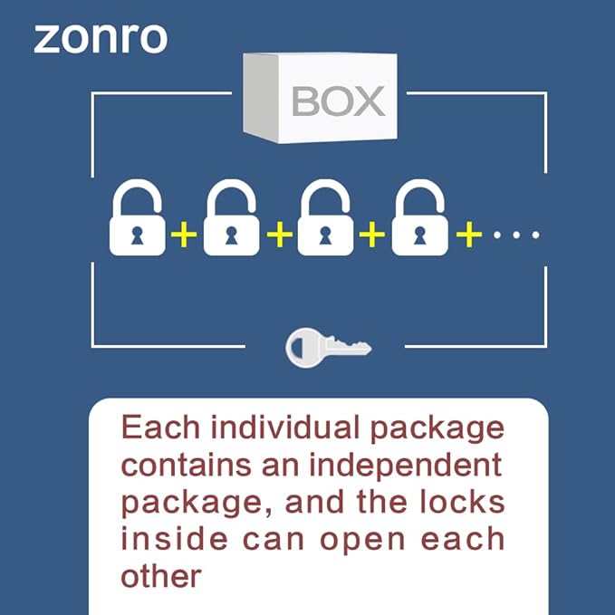 ZonRo Locks Laminated Steel Keyed Padlocks,Keyed Alike Locks, 1-9/16 inch Wide,Normal Shackle Padlocks, Pack of 6，Orange Hoop, for Hasp Latch, Sheds, Fences, Storage Locker, School, Gym