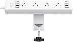 40W Fast Charging Station,Desk Clamp Power Strip 20W USB C,8 Outlets,8 USB Ports,4 USB C and 4 USB A, Office Furniture Surge Protector, 14AWG Cord, Fits 1.9" Tabletop Edge (White, 10FT Length)