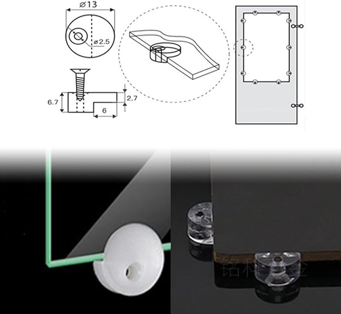 18pcs Glass Retainer Clips Kit Clear Plastic Cabinet Door Clips Mirrors Holder with Screws for Fixing 3-4mm Glass Cabinet Door, Windows, Mirrors