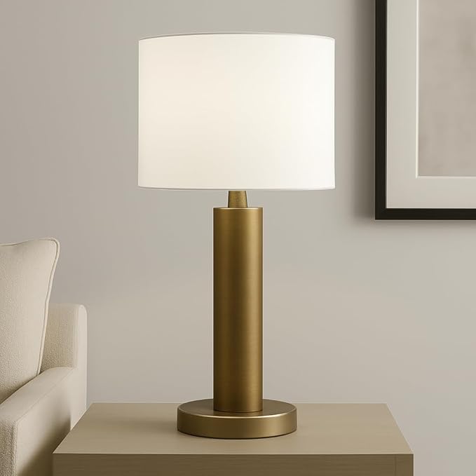 Linen Drum Lamp Shade - Heather White - 13" x 13" x 10" - Easy Installation & Versatile Home Decor | Round Shade for Table & Desk Lamps - ASSEMBLY REQUIRED