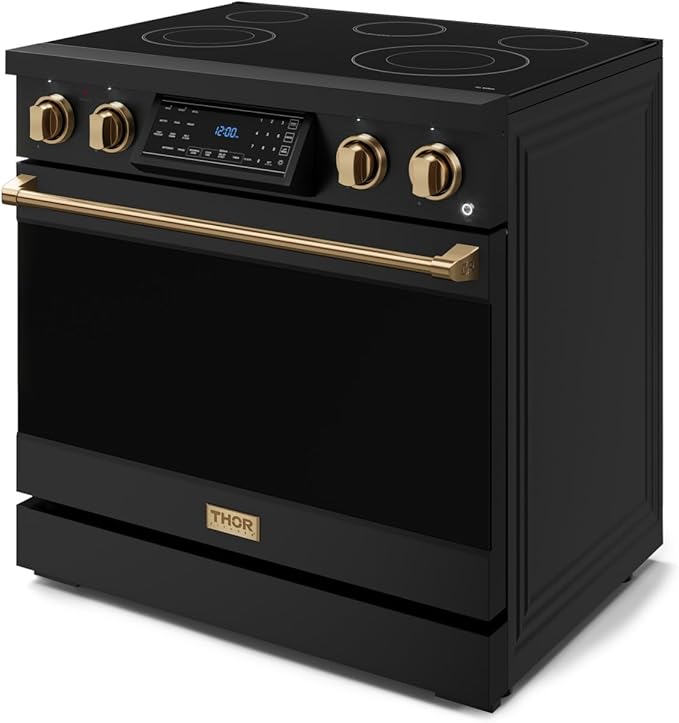 Gordon Ramsay by THOR Kitchen 36 Inch Professional Electric Range with Tilt Panel Touch Control in Black/Bronze