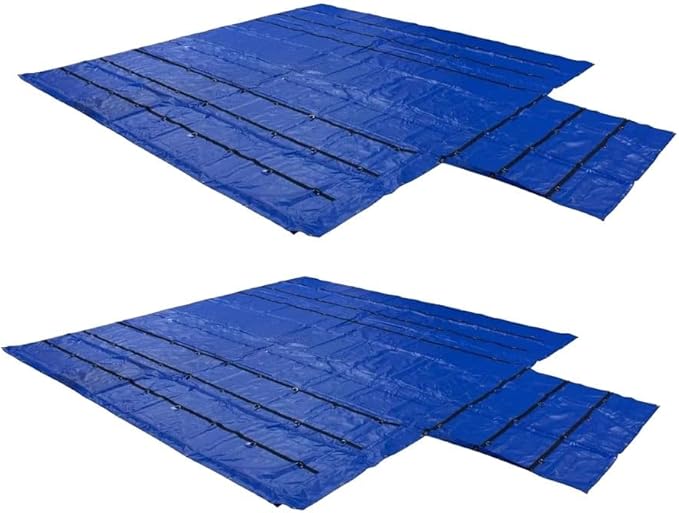 Mytee Products 2 Pack Truck Flatbed Trailer Tarps Combination 18oz/14oz Lumber Tarp 24x27 (8' Drop) - Blue