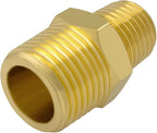 Hooshing 3/8" NPT Male to 1/4" NPT Male Reducing Hex Nipples Brass Pipe Fitting Adapter for Plumbing,5 Pack