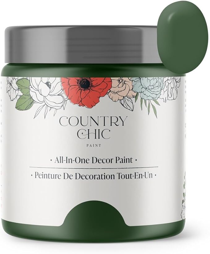 Country Chic All-in-One Chalk Paint for Furniture, Cabinets, Home Decor, Eco-Friendly, Matte Finish, Built-In Primer & Top Coat for Wood, Metal - Fireworks (Forest Green) - 8 oz (237 ml)