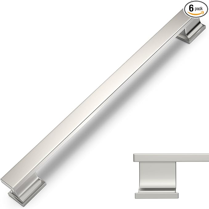 COTYKILEY 6 Pack 7.5 Inch(192mm) Brushed Satin Nickel Cabinet Handles Kitchen Cabinet Pulls Cabinet Door Handles Kitchen Cabinet Hardware Cupboard Drawer Pulls Dresser Handles