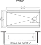Ruvati 33-inch Workstation Two-Tiered Ledge Undermount Kitchen Sinks 16 Gauge Stainless Steel with Black Composite Accessories - Deep Undermount Sink, Kitchen Sink, Stainless Steel Sinks - RVH8224
