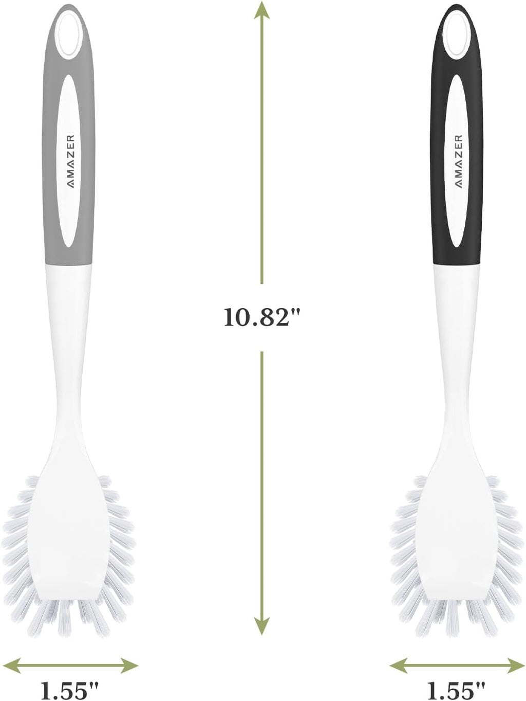 Amazer Dish Brush, 2 Pack Dish Scrubber with Handle, Kitchen Dishes Brushes, Scrub Brush with Stiff Bristles for Cleaning, Sink, Pots, Pans