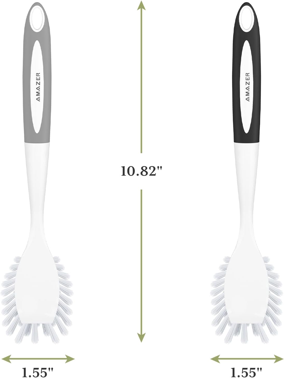 Amazer Dish Brush, 2 Pack Dish Scrubber with Handle, Kitchen Dishes Brushes, Scrub Brush with Stiff Bristles for Cleaning, Sink, Pots, Pans