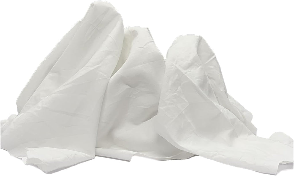 Recycled White Sheeting Cleaning Rags (50 lbs. Box) – Lint Free White Cotton Cloths for Manufacturing | Automotive | Janitorial | Shop Rags Bulk - Multipurpose