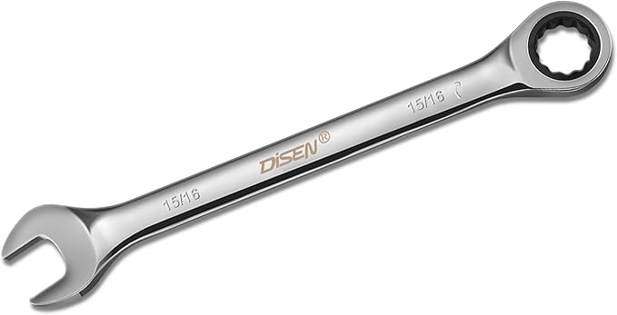 DISEN 15/16 Inch Ratchet Wrench，15/16" Wrench with 72-Tooth Chrome Vanadium Steel，24mm Standard Box End and Open End Ratcheting Wrench for Home Improvement