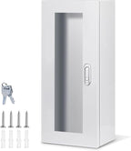 Fire Extinguisher Cabinet Wall and Surface Mount for 5-12 pounds Extinguisher, 23.6" H x 10.2" W x 6.7"D White Steel Fire Extinguisher Mount with Lock for Indoor Outdoor, with Full Clear Acrylic Door