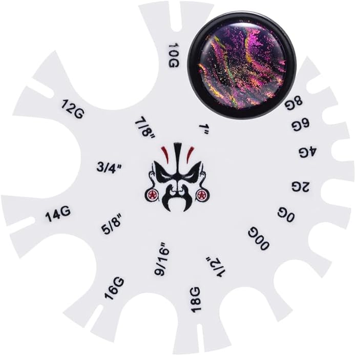 COOEAR Acrylic Piercing Gauge Measurement Wheel 18G-1 Inch.
