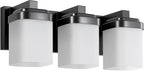 3-Light Black Bathroom Light Fixtures, Vanity Lights for Bathroom Mirror Lamp with Milky White Square Glass Shade, E26 Base Modern Wall Sconce Light Kitchen Light Fixtures Led Vanity