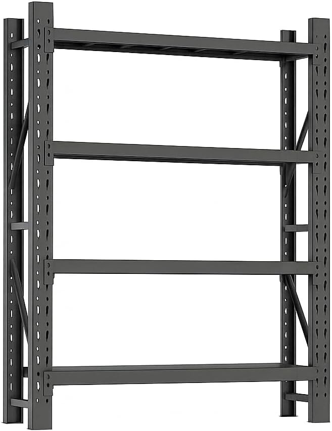 Storage Shelves Heavy Duty, Metal Garage Shelving Units, 4 Tier Storage Rack Shelf, Steel Industrial Shelving, Adjustable Standing Shelf for Basement/Warehouse (Black, W41.34*D19.69*H78.74)