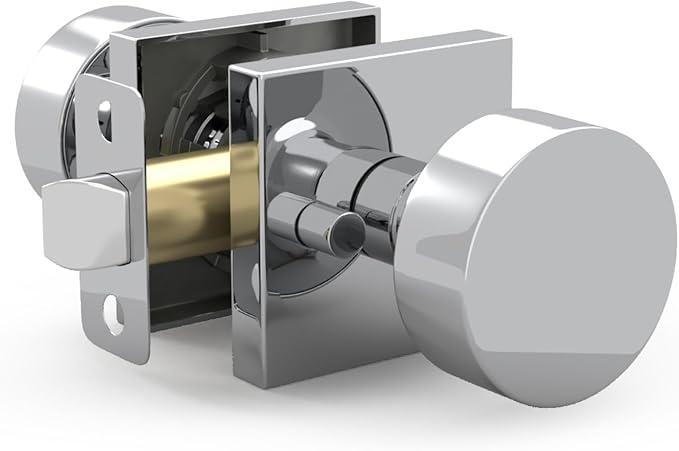 Mega Handles SUANA Privacy Door Knob for Hallway, Closet and Bathroom, Reversible Heavy Duty Design Door Knobs, Fits All Standard Door Sizes Screws Included - Polished Chrome (1 Pack)