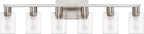 6 Light Bathroom Light Fixtures, Bathroom Vanity Light with Clear Glass, Brushed Nickel Bathroom Lighting Fixtures over Mirror, Large Vanity Lights for Bathroom, Vanity Lights for Mirror, Wall Sconce