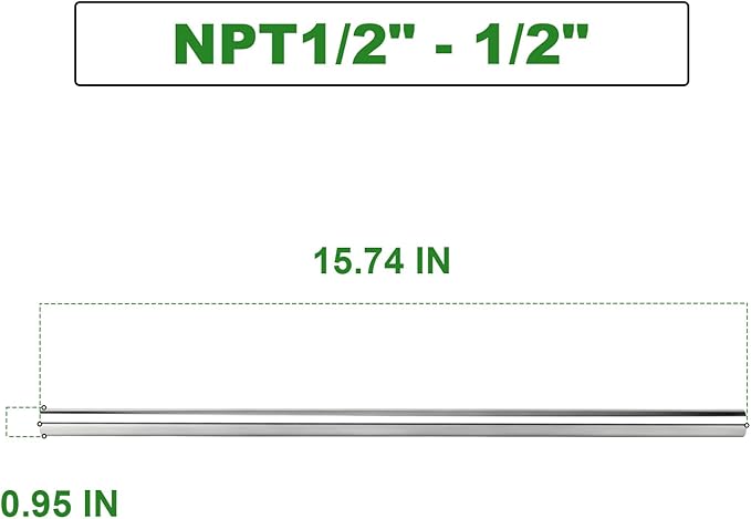 TAISHER 2PCS Stainless Steel Pipe Fittings, 1/2" NPT Female x 1/2" NPT Female Threaded, 16" Length Nipple Cast Pipe