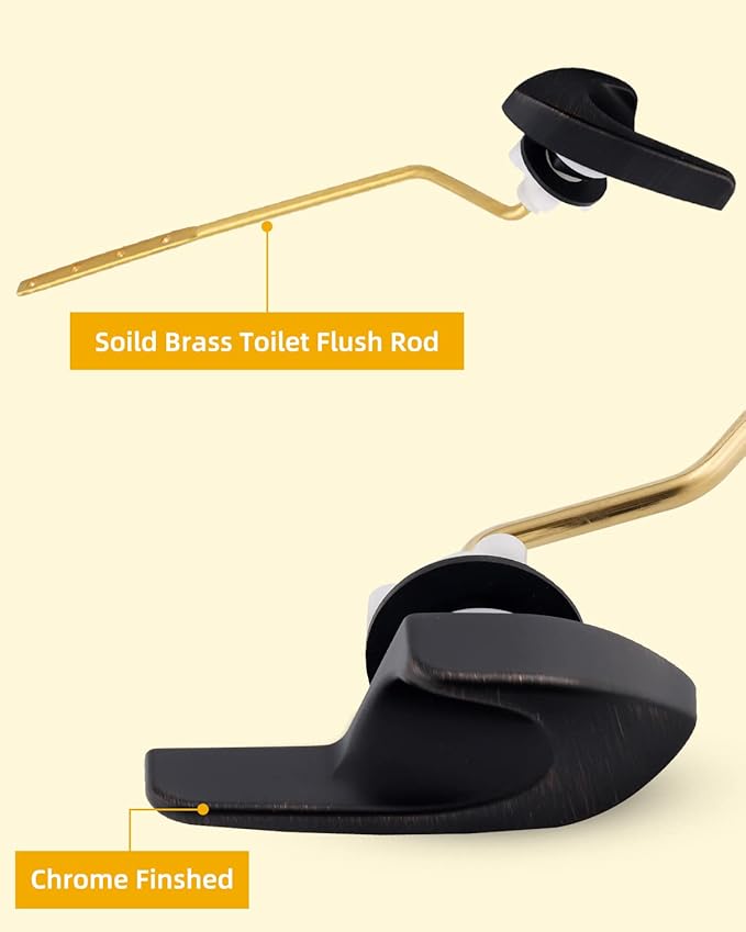 2 Pack Universal Brass Toilet Handle Replacement Kit, Side/Angle Mount Toilet Flush Handle Compatible with Kohler K-GP30324-CP/TOTO/American Standard, Stainless Steel Flapper Chain, Oil Rubbed Bronze