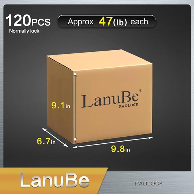 LanuBe Lock Laminated keyed Padlock (1-9/16", 40mm), keyed Alike Locks, Normal Shackle,Marked Yellow Plastic Hoop, Pack of 120