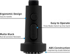 Hibbent Pull Down Kitchen Faucet Head Replacement, 3 Function Sink Faucet Sprayer Head Nozzle with 15 Adapters, Compatible with Moen, American Standard, Delta, Kohler Faucets, Matte Black