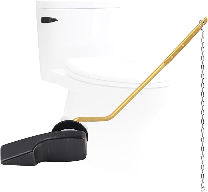 Universal Side Mount Metal Toilet Handle Replacement Kit Compatible with American Standard/Mansfield/Gerber/TOTO/Kohler Toilet, Toilet Tank Flusher Lever with Flapper Chain, Oil-Rubbed Bronze