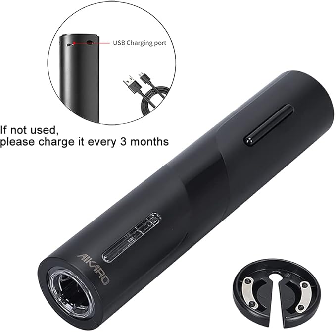 AIKARO - Electric Wine Bottle Opener Automatic Electronic Corkscrew, Rechargeable