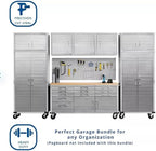 Heavy Duty 8-Piece Steel Garage Cabinet Storage Set with Rolling Workbench, 12 Feet Wide (Granite)