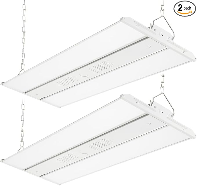 High Bay LED Shop Light 300W 42000LM 5000K 100-277V Dimmable, 3FT Commercial Grade Linear Bay Lights for Warehouse Workshop Supermarket Stadium, Power Tunable 300W/220W/165W, ETL 2 Pack
