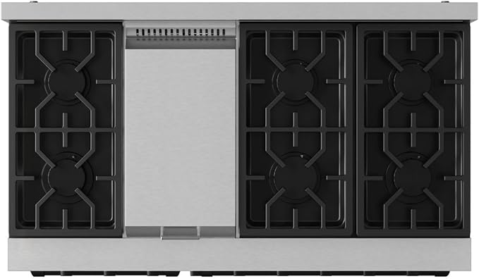 Gordon Ramsay by THOR Kitchen 48 Inch Professional Gas Range with Double Oven in Stainless Steel/Black