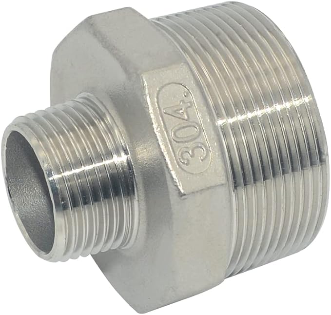 2" x 1" Male Threaded Reducing Nipple Fitting/Adapter,Stainless Steel SS304 NPT Pipe Hex Reducer