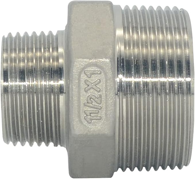 1-1/2" x 1" Male Threaded Reducing Nipple Fitting/Adapter,Stainless Steel SS304 NPT Pipe Hex Reducer