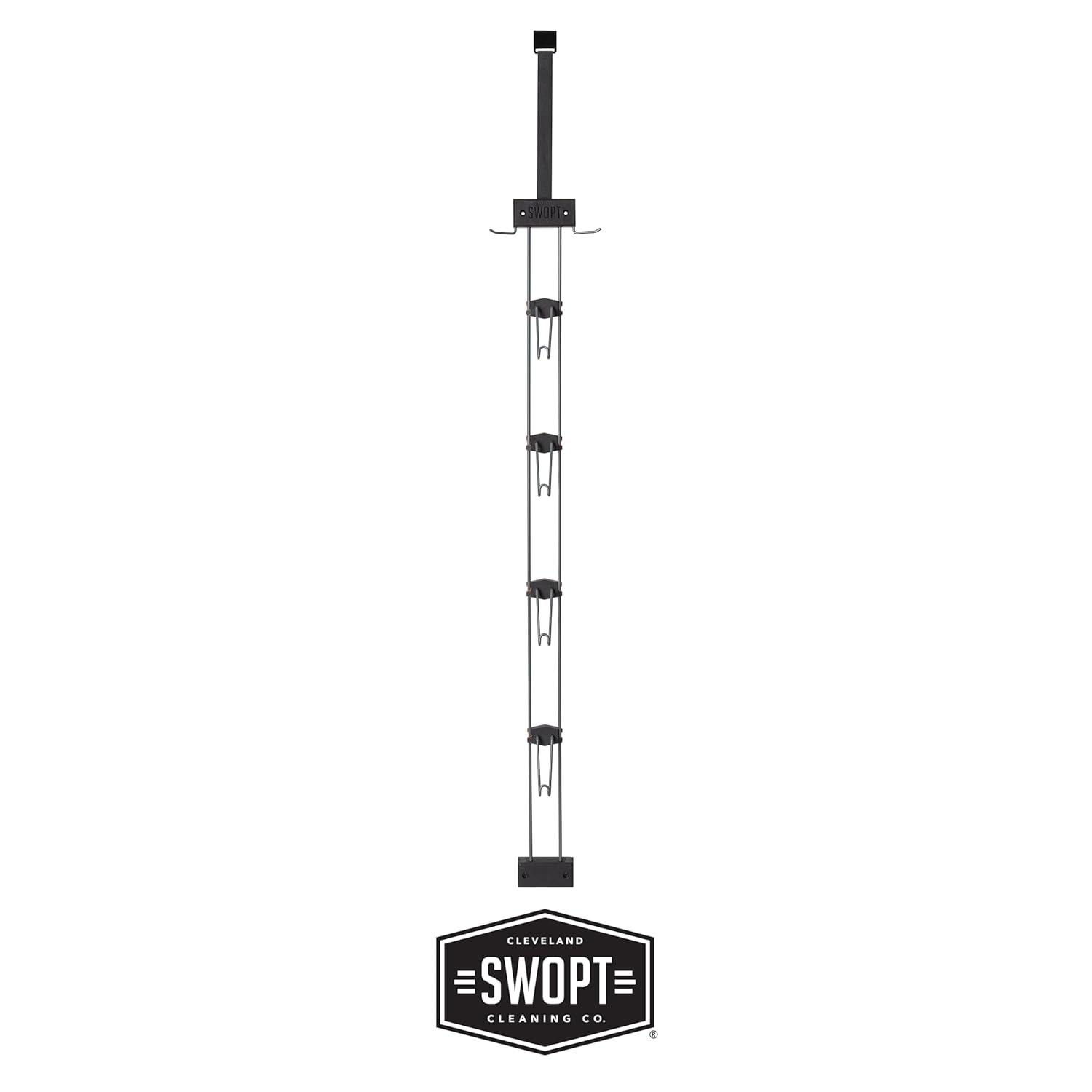 SWOPT Garage Kit — Includes 48” and 60” Wooden Handles, Smooth Surface Push Broom, Multi-Surface Push Broom, Angle Broom, Deck Brush, Floor Squeegee, and Organizer — Covers All Outdoor Cleaning Needs