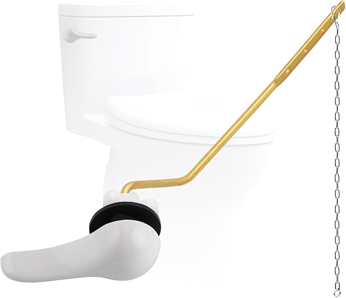 Hygie Rinse Metal Toilet Handle Replacement Kit Universal Side Mount Fit, Toilet Lever Compatible with American Standard/Glacier Bay/Gerber, Toilet Flush Handle with Flapper Chain, Chrome