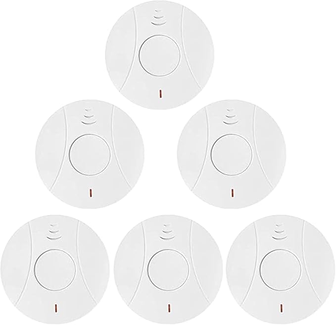 6 Pack Photoelectric Smoke and Carbon Monoxide Detector, Smoke Alarm Sealed-in 10 Year Lithium Battery-Operated (White)
