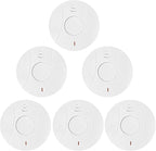 6 Pack Photoelectric Smoke and Carbon Monoxide Detector, Smoke Alarm Sealed-in 10 Year Lithium Battery-Operated (White)