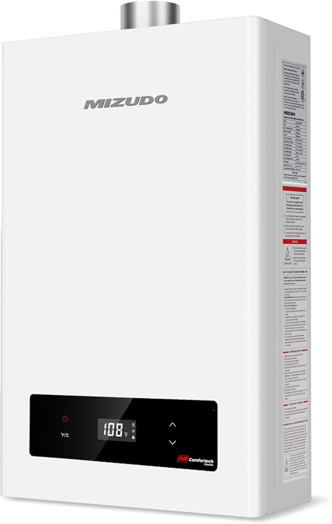 MIZUDO Natural Gas Tankless Water Heater Indoor, Max 4.0 GPM 90,000 BTU CSA Certified Constant Temp High Power On Demand Hot Water Heater, for Whole House or Apartment, Gen 2