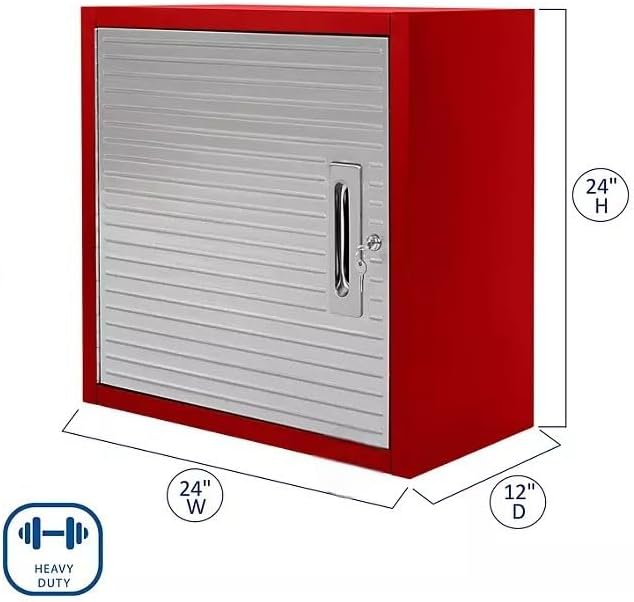 Heavy Duty 8-Piece Steel Garage Cabinet Storage Set with Rolling Workbench, 12 Feet Wide (Red)