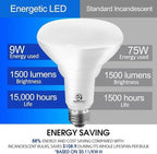 Energetic BR30 LED Recessed Light Bulb, 9W=75W, 2700K Soft White, 900LM, Dimmable Ceiling Flood Light Bulb for Cans, CRI80+, 2Pack