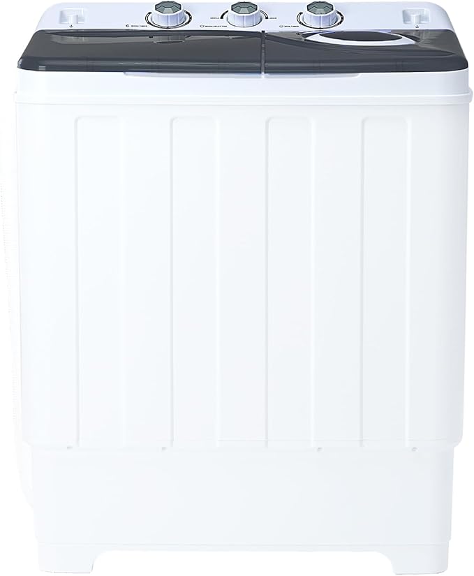 28lbs Portable Washing Machine with 18lbs Wash and 10lbs Spin, Twin Tub Washer Compact Machine with Drain Pump, Mini Portable Washer for Home, Camping, RVs, and Small Spaces, Grey