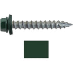 #14 Metal ROOFING SCREWS: (250) Screws x 1-1/2" IVY GREEN/FOREST GREEN Hex Head Sheet Metal Roof Screw. Self starting/tapping EPDM washer. Colored head for corrugated roofing