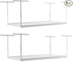 2-Pack 4 x 8 MonsterRax Overhead Garage Storage Rack, Ceiling Racks for Garage, Organization Shelving, Adjustable Hanging Shelf, White, 12"-21" Height Adjustment