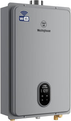 Westinghouse Natural Gas Tankless Water Heater Indoor Installation Max 7.9 GPM 180,000 BTU, WIFI Enable Temp Self Modulating Non Condensing High Efficiency for House or Commercial, APOLO Performance