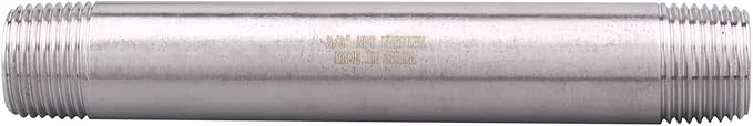 3/8" X 3/8" NPT Male Nipple Stainless Steel 304 Cast Pipe Coupling Fitting 4" Length (pack of 2)