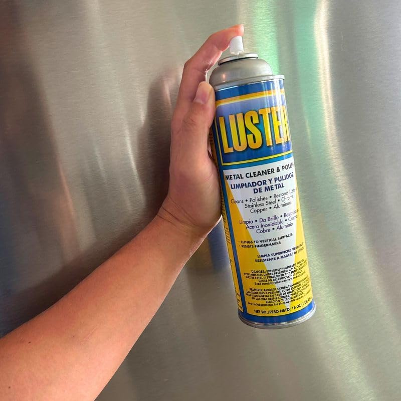 Luster Metal Cleaning Spray: Water-Based Cleaner for Metal Surfaces | Removes Oil, Food Stains, Watermarks | Polishes and Restores Shine to Stainless Steel, Chrome, Copper, Aluminum | No Greasy Film.