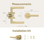 Mega Handles Ronn Passage Lever Door Handle Set for Hallway, Closet and Bathroom, Heavy Duty Door Levers, Fits All Standard Door Sizes, Screws Included - Satin Brass (1 Pack)