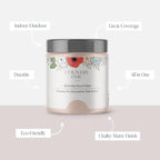 Country Chic All-in-One Chalk Paint for Furniture, Cabinets, Home Decor, Eco-Friendly, Matte Finish, Built-In Primer & Top Coat for Wood, Metal - Ooh La La (Light Pink) - Pint 16 oz (475 ml)