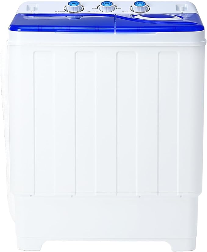28lbs Portable Washing Machine with 18lbs Wash and 10lbs Spin, Twin Tub Washer Compact Machine with Drain Pump, Mini Portable Washer for Home, Camping, RVs, and Small Spaces, Blue