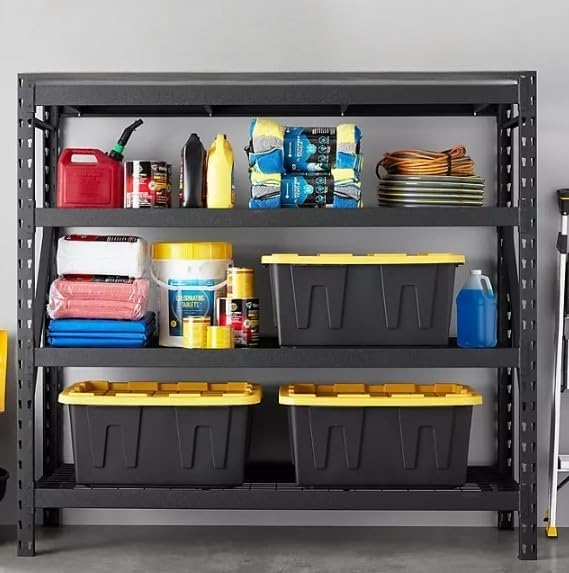 Generic Heavy Duty Member Mark 4-Shelf Industrial Storage Rack in Black, 77"" W x 24"" D x 72"" H (3 PACK)