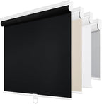 ChrisDowa Cordless Blackout Roller Shades for Windows, Thermal Insulated UV Protection Pull Down Shades, Total Blackout Window Blinds for Home, Office, Bedroom, Door (30" W x 72" H, Black)